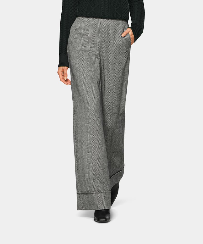 Hose grau mit Fischgrätmuster | Schurwolle Cashmere | Suitsupply Online