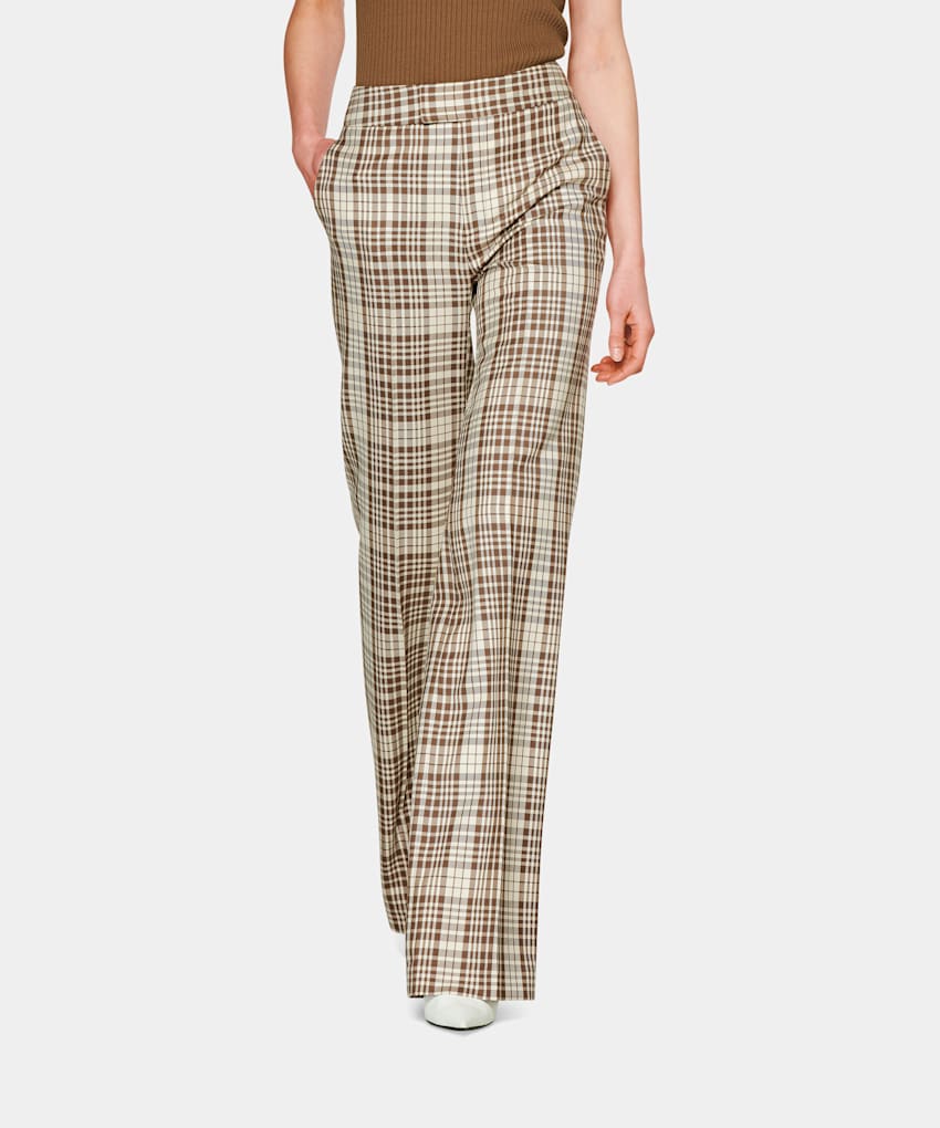 off white plaid pants