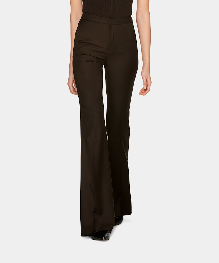 silk flared trousers