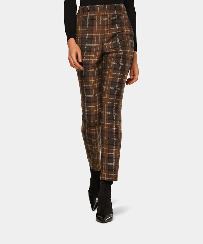 Brown plaid trousers Outlet