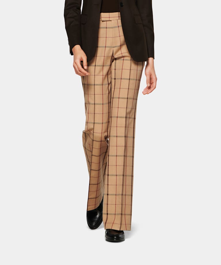 camel tartan trousers