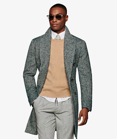 Green Double Breasted Coat