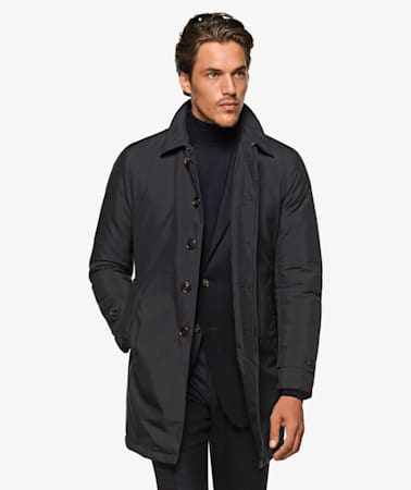 Navy Padded Raincoat