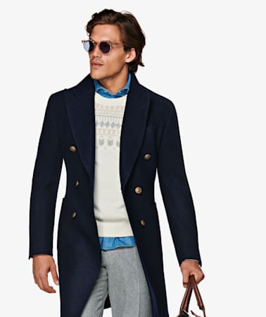 Navy Double Breasted Coat