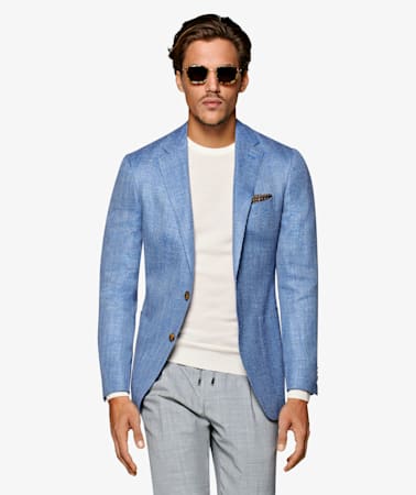Light Blue Herringbone Havana Jacket