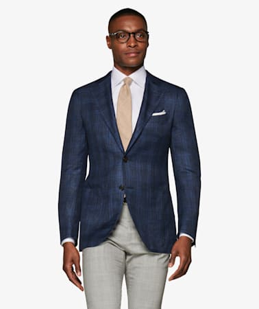 Navy Check Jort Jacket