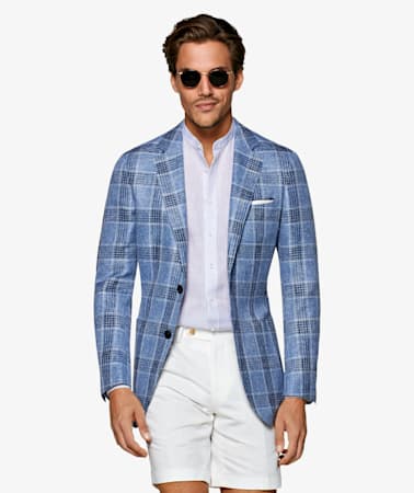 Havana Light Blue Check Jacket