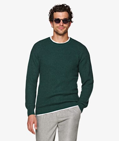 Green Brushed Rib Crewneck
