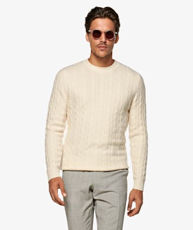 Off White Cable Crewneck