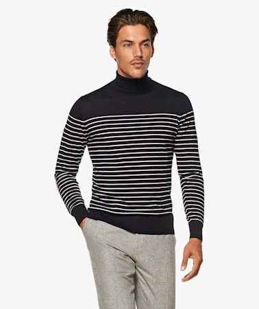 Navy Breton Turtleneck