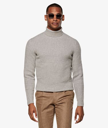 Light Grey Rib Turtleneck