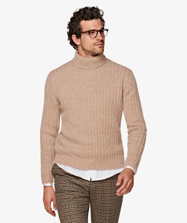 Light Brown Rib Turtleneck
