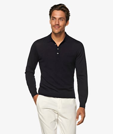 Navy Long Sleeve Polo
