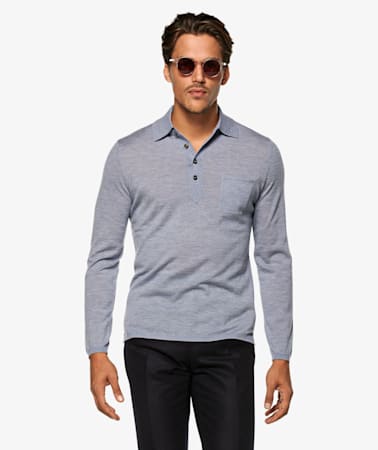 Jort Blue Long Sleeve Polo