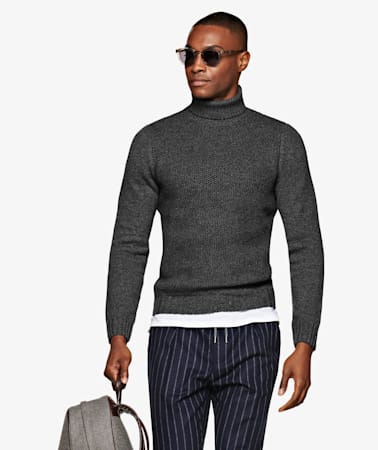 Dark Grey Honeycomb Turtleneck