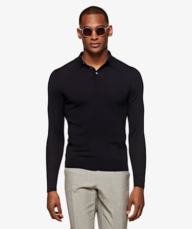 Navy Long Sleeve Polo