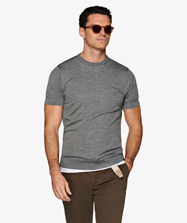 Grey Knitted T-Shirt