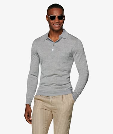 Grey Long Sleeve Polo