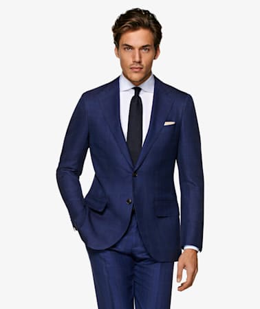 La Spalla Navy Check Suit