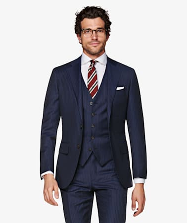 Lazio Navy Stripe Suit