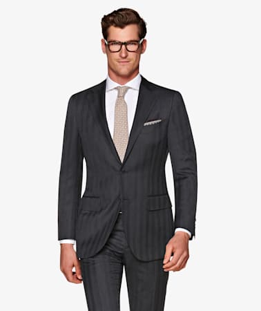Lazio Dark Grey Herringbone Suit