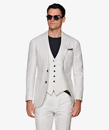 Havana Off White Stripe Suit