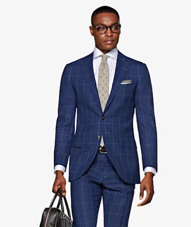 Lazio Mid Blue Check Suit