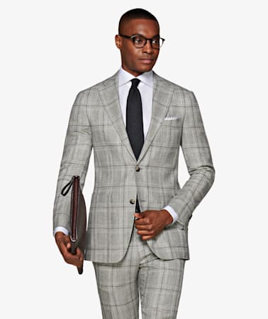 Havana Light Grey Check Suit