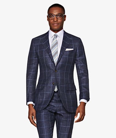 Lazio Navy Windowpane Suit