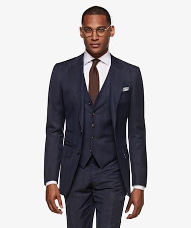 Mid Blue Check Washington Suit