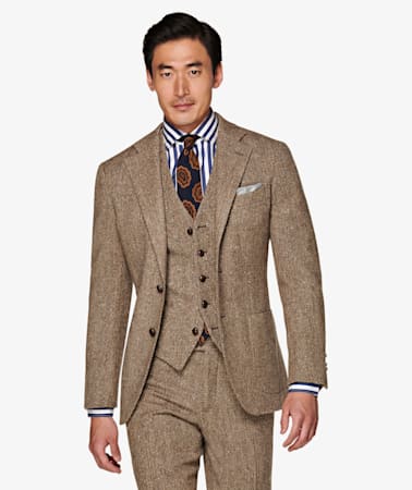 Jort Brown Herringbone Suit