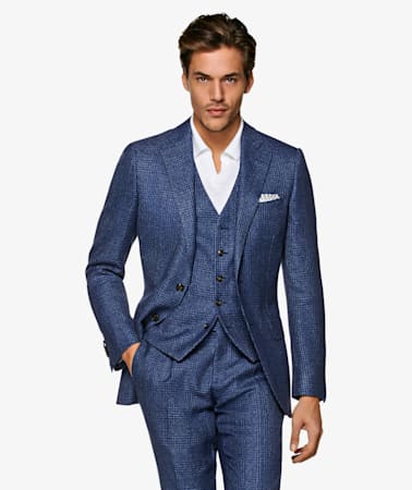 Mid Blue Check Lazio Suit