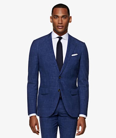Mid Blue Check Lazio Suit