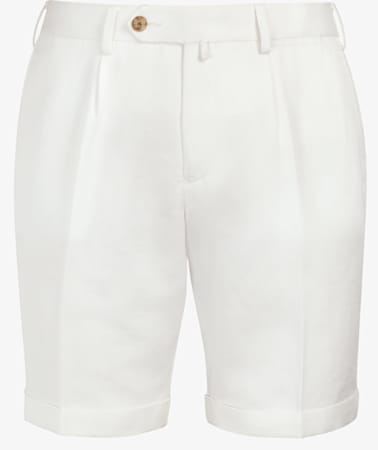 Off White Pleated Bennington Shorts