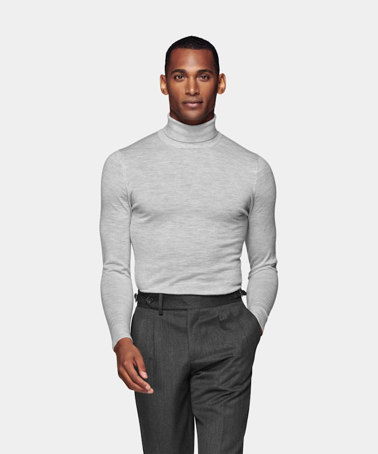mens light grey turtleneck