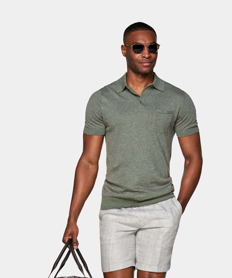 Army Green Crewneck | Linen Cotton | Suitsupply Online Store