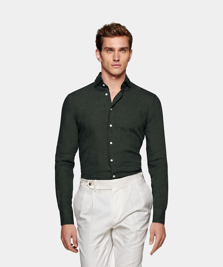 green slim fit shirt