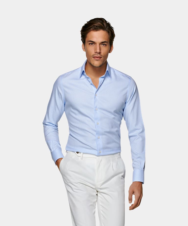 Light Blue Stripe Slim Fit Shirt | Pure Cotton Traveller | Suitsupply ...