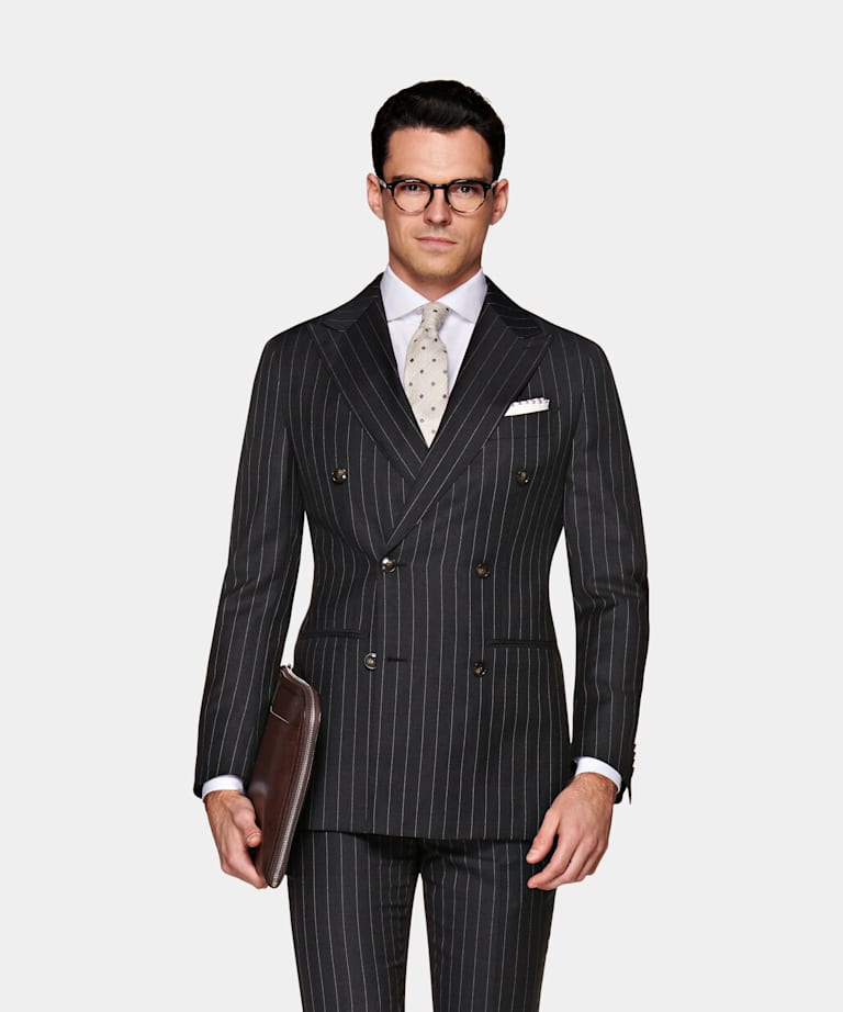 Dark Grey Stripe Havana Suit Pure Wool Double Breasted Suitsupply