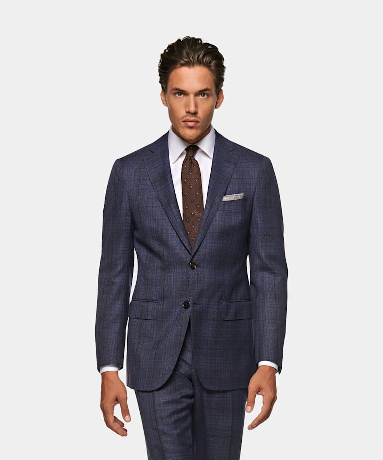 Abito Washington Blu A Quadri Pura Lana S130 S Three Piece Suitsupply Online Store