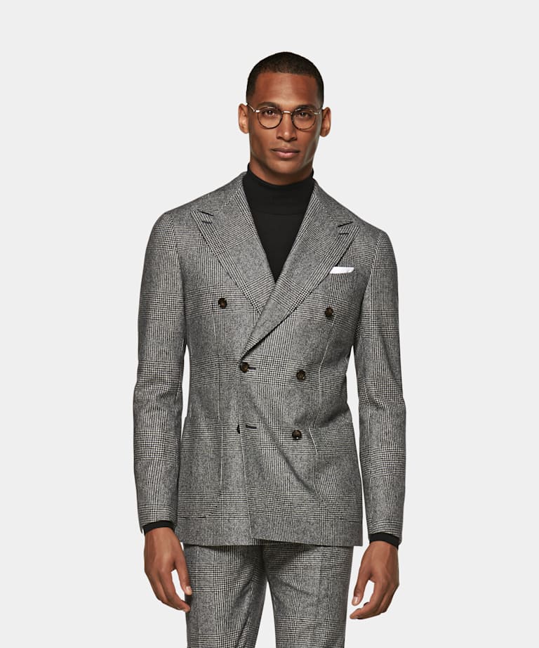 Mid Grey Stripe Havana Suit | Alpaca Wool Polyester Double Breasted ...