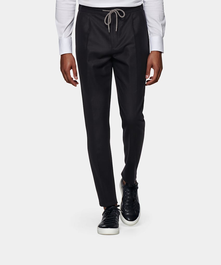 Navy drawstring trousers clearance