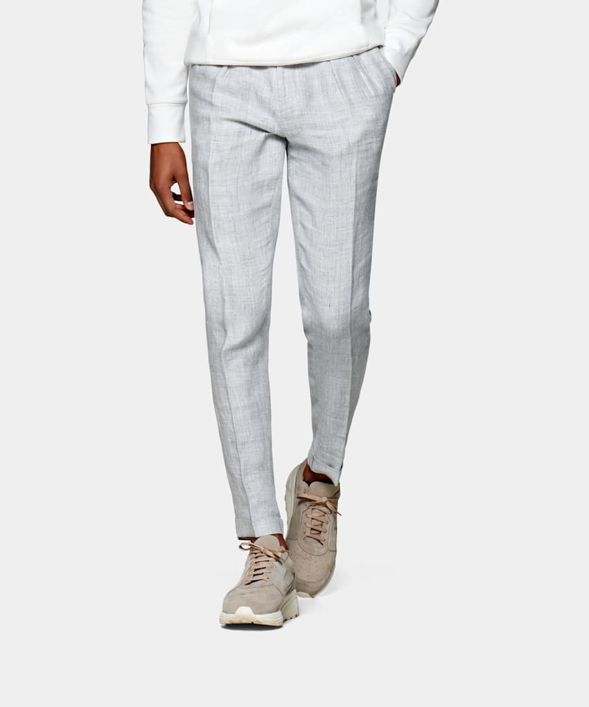 light grey cropped trousers