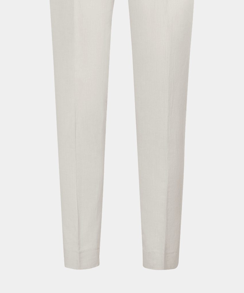 Sand Pleated Brentwood Trousers Linen Cotton Suitsupply Online Store