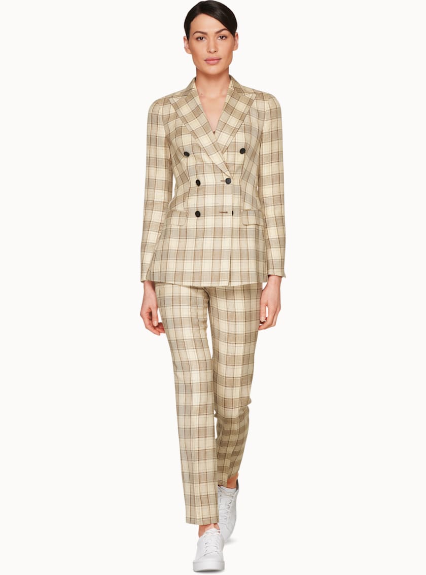 Cameron Beige Checked Suit