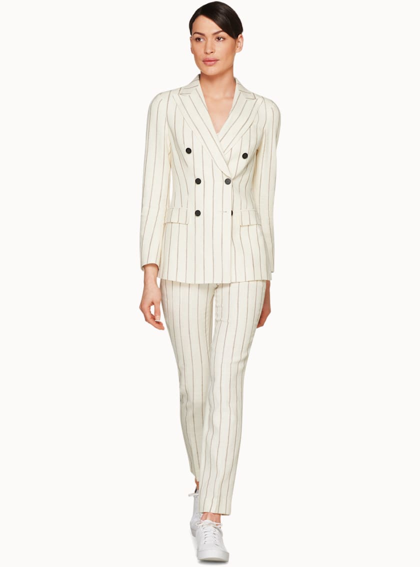 Cameron Off White & Sand Striped Suit