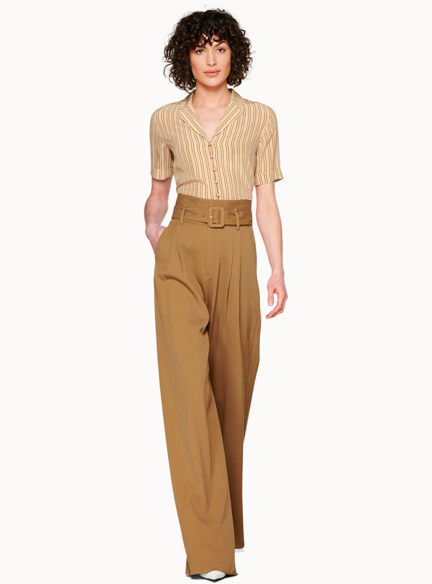 Fanny Sand & Camel Striped Silk Blouse