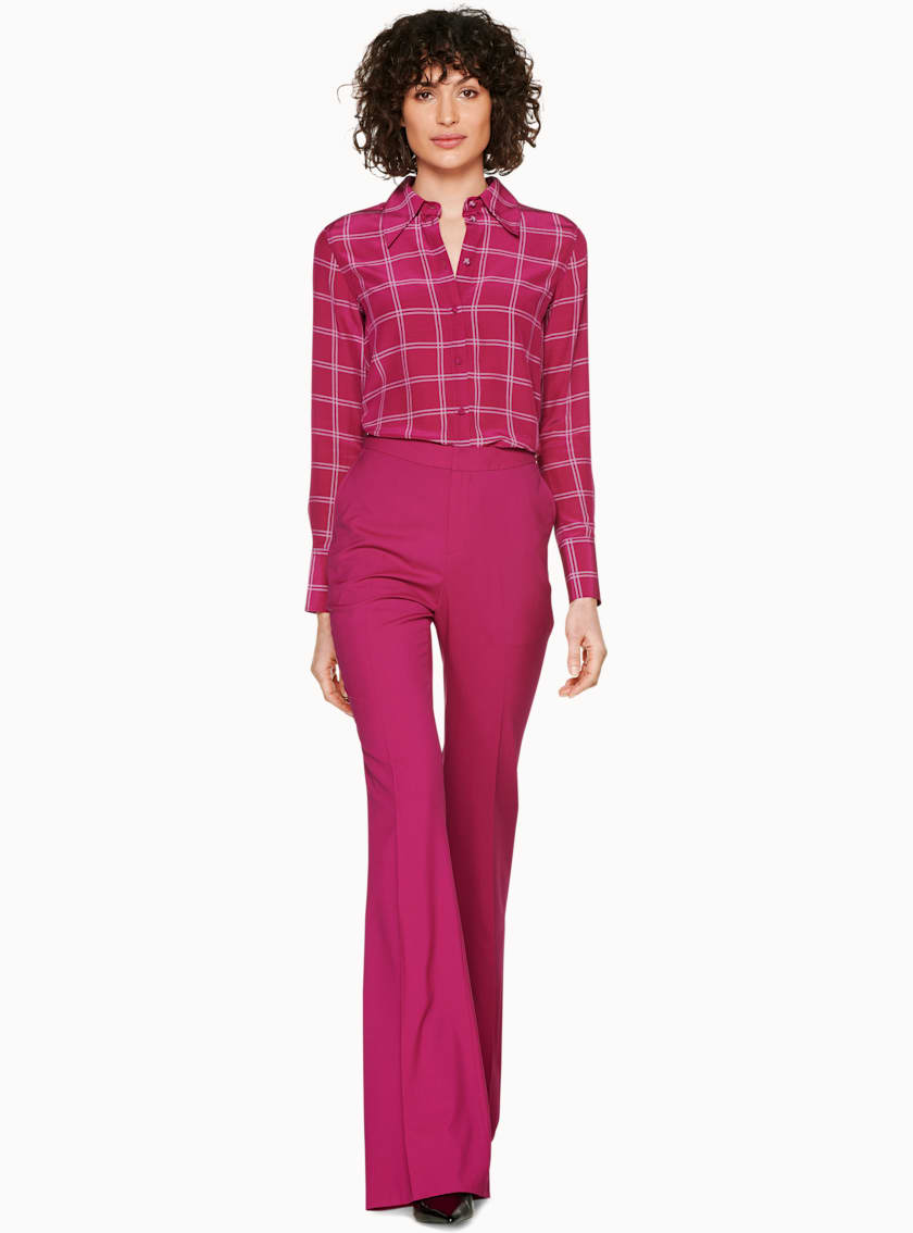Alec Fuchsia & Lilac Windowpane Silk Blouse