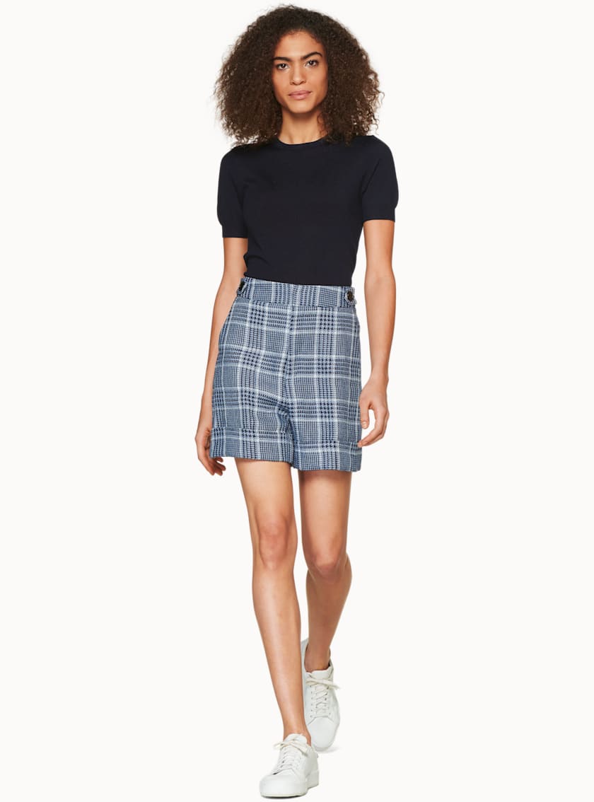 Beth Blue Checked Shorts
