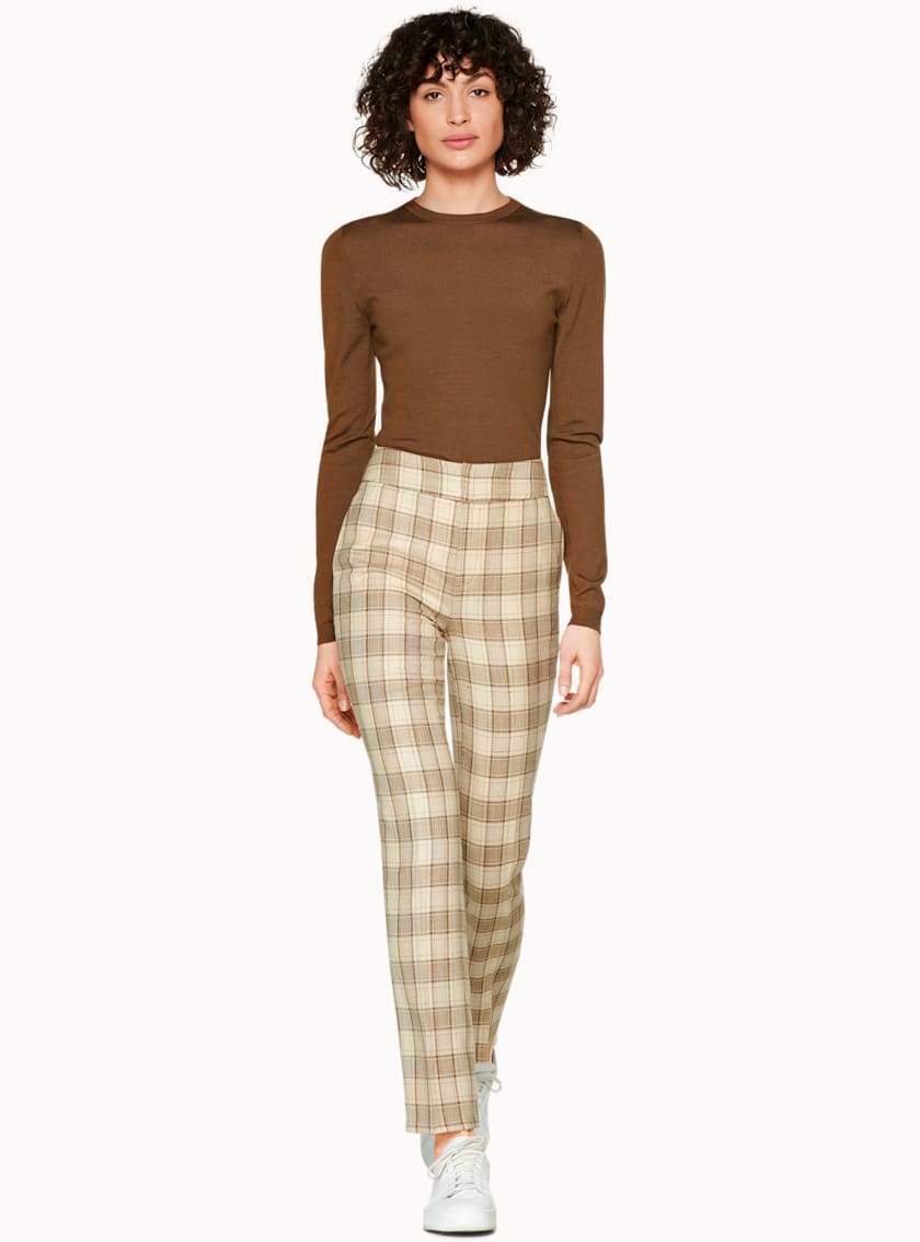 Lane Beige Check Trousers